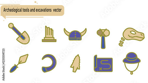 Archeological tools and excavations  vector