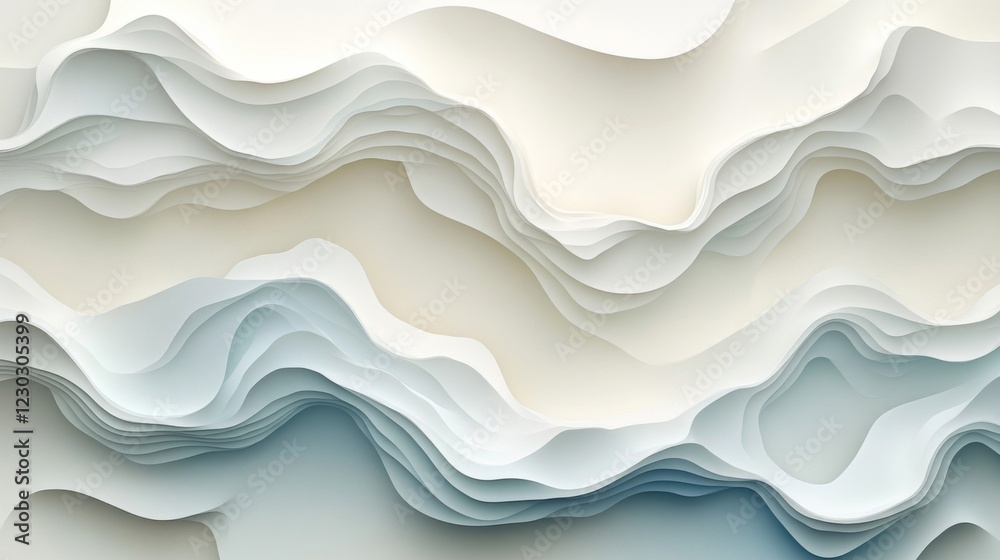 Fototapeta premium Abstract Blue and White Layered Wave Background
