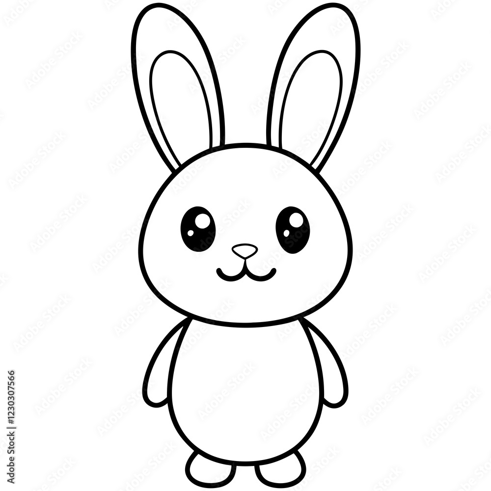 Rabbit cartoon animal cute kawaii doodle coloring page drawing Rabbit cartoon animal cute kawaii doodle coloring page drawing