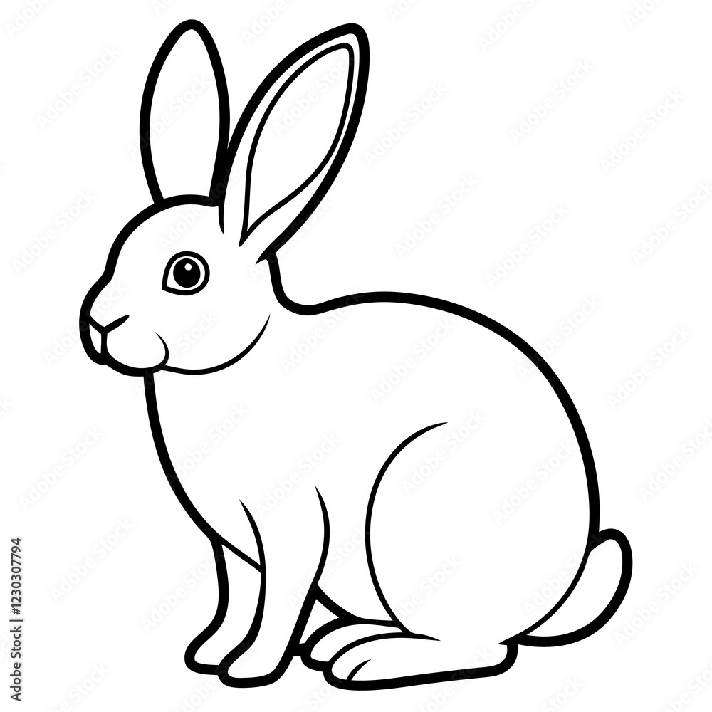 Fototapeta premium Rabbit in doodle simple style on white background