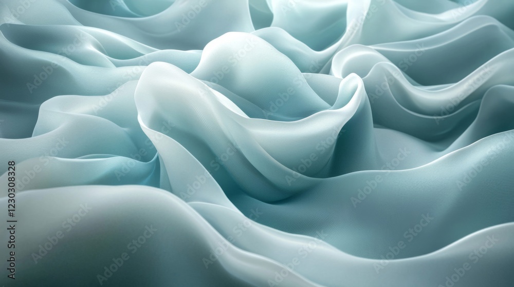 Obraz premium Flowing Pastel Blue Fabric Texture Background