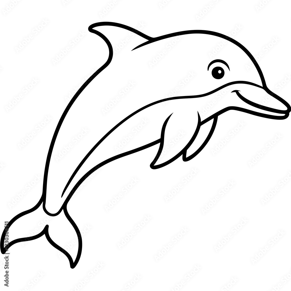 Dolphin in doodle simple style on white background Dolphin in doodle simple style on white background