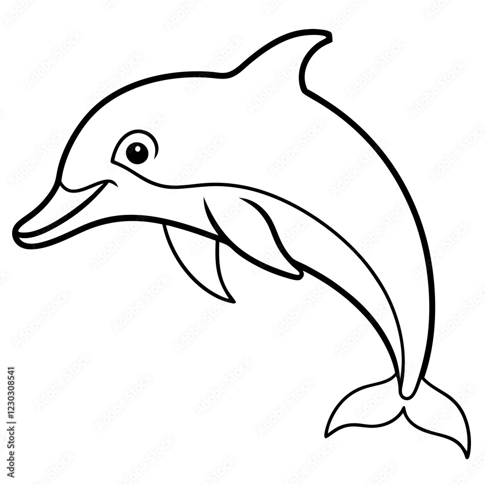 Dolphin in doodle simple style on white background Dolphin in doodle simple style on white background