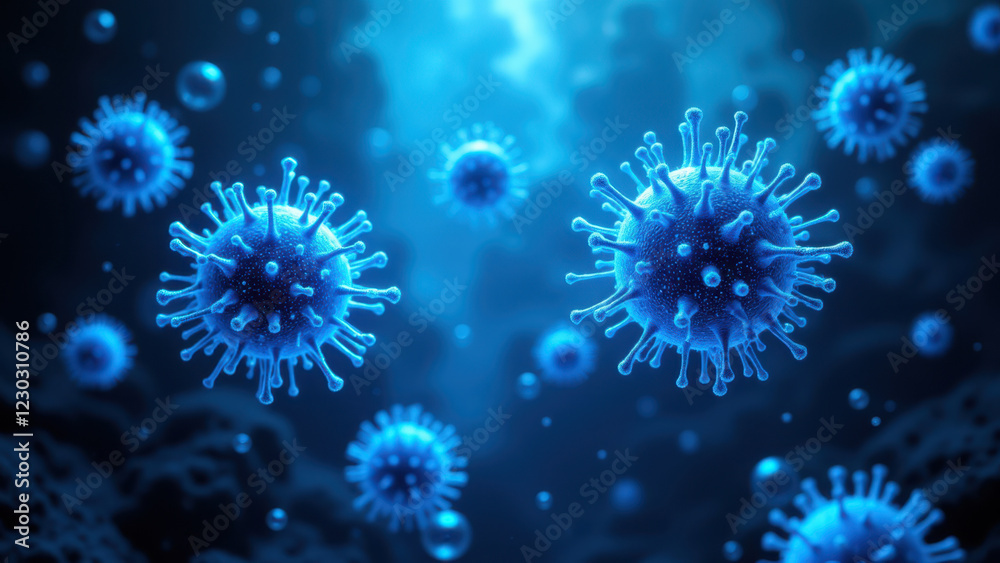 A microscopic view of a computer virus with a blurred background to represent internet security. A microscopic view of a computer virus with a blurred background to represent internet security.