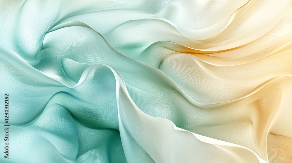 Fototapeta premium Elegant Draped Fabric in Teal and Gold Gradient