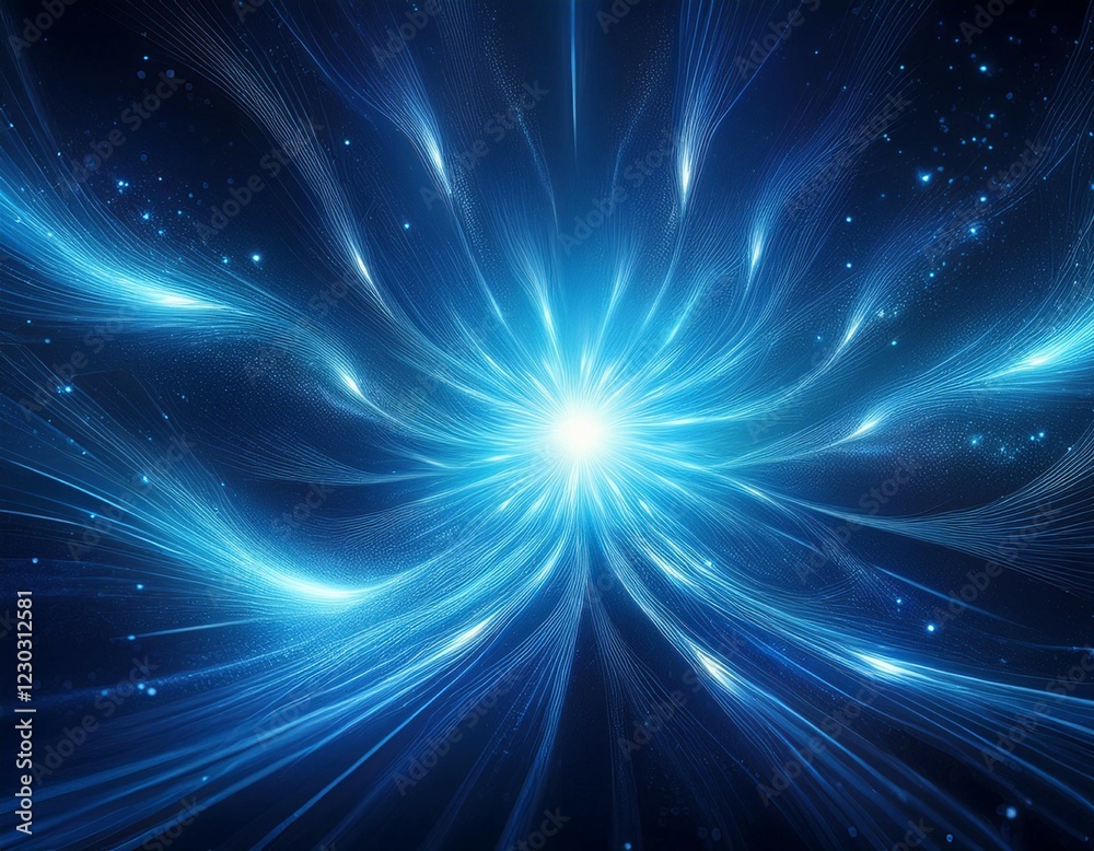 Naklejka premium blue energy explosion on dark background abstract technology content
