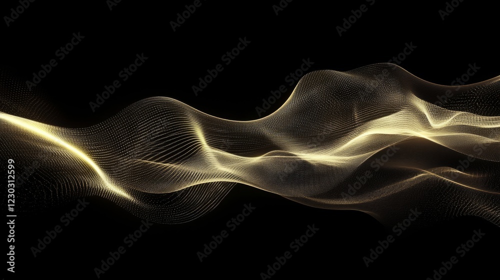 Golden Abstract Wave Design - Futuristic Technology Background