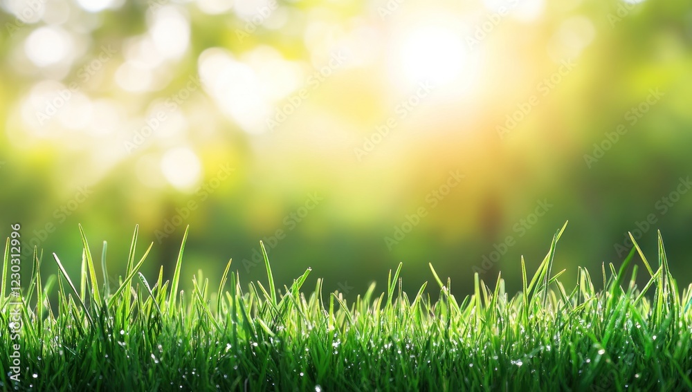 Vibrant Green Grass Meadow at Sunrise Vibrant Green Grass Meadow at Sunrise