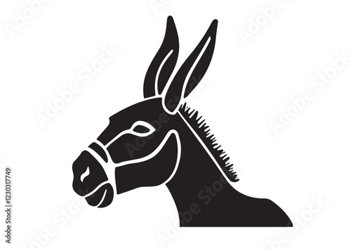 Donkey head silhouette illustration for farm and rural lifestyle concept