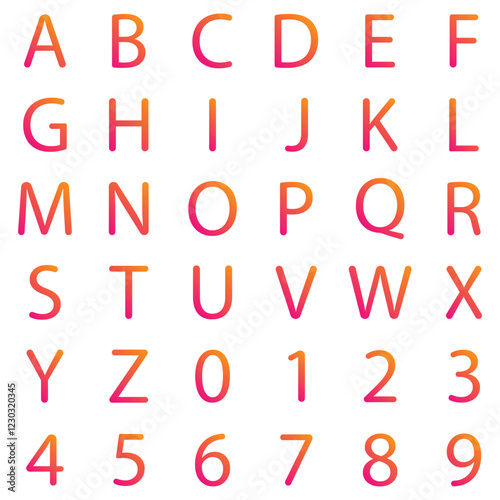 Alphabet and numbaers Gradient, icon design
