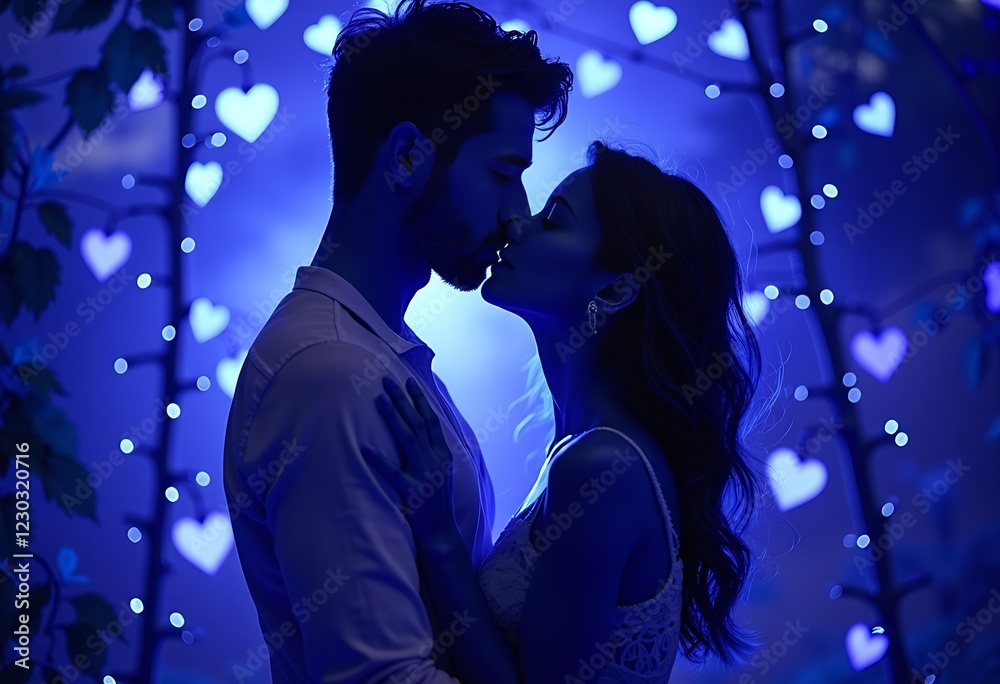 Sensual Secret garden with A loving gaze during Love-themed lighting Sensual Secret garden with A loving gaze during Love-themed lighting