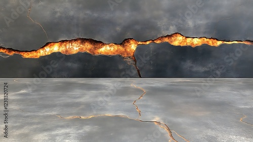 Gray Surface With Cracks and Orange Glowing Interior