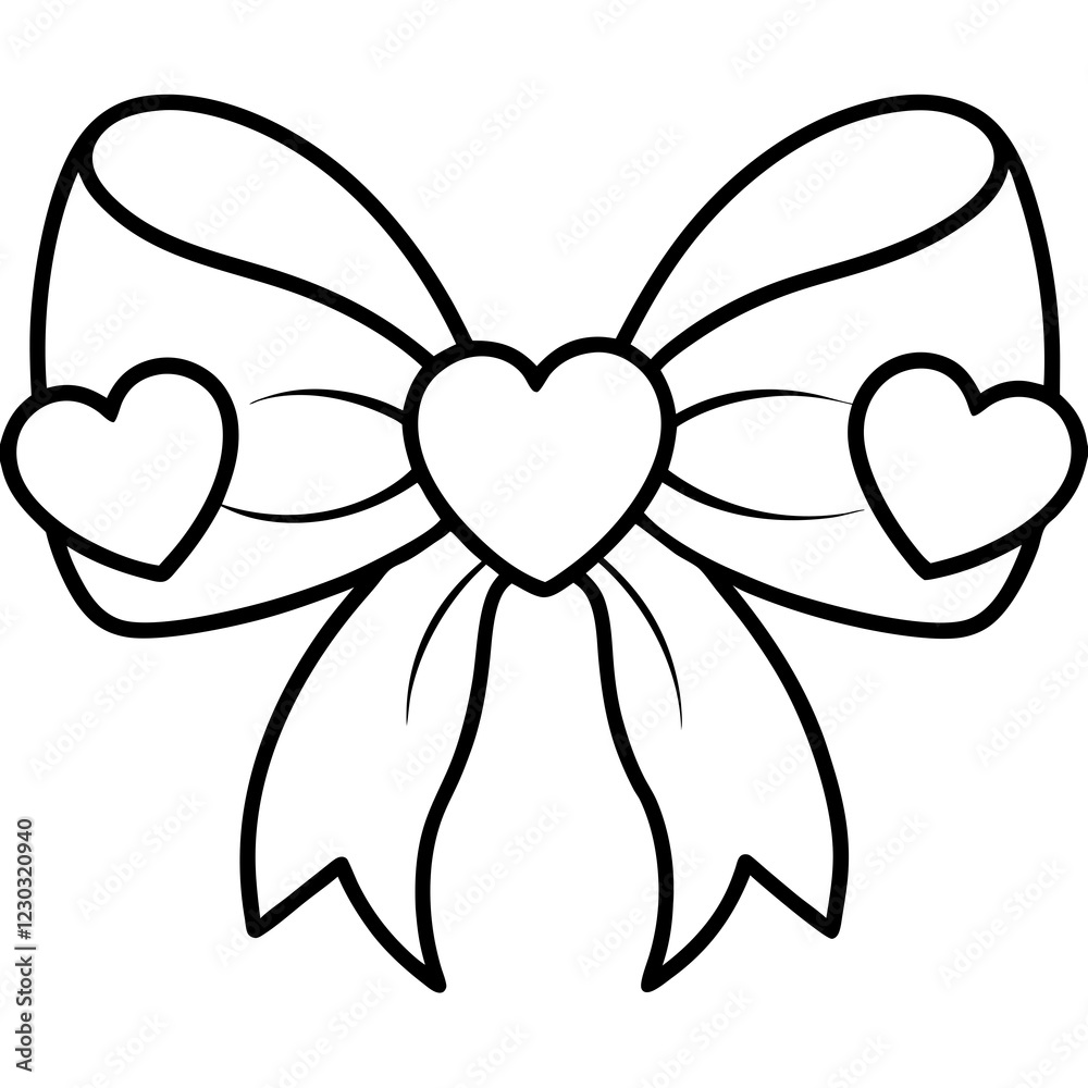 Elegant Heart Bow Line Drawing Elegant Heart Bow Line Drawing
