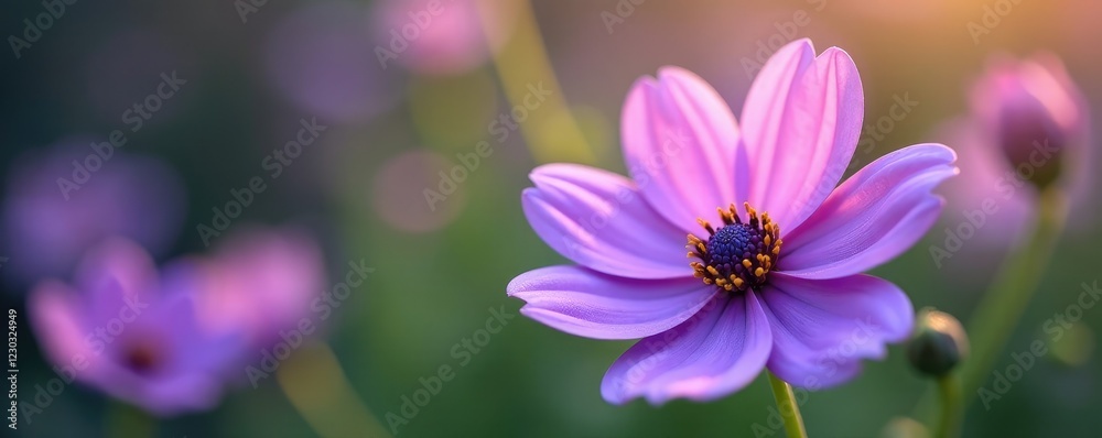 Fototapeta premium Large lavender colored flower blooming in a garden, flowers,