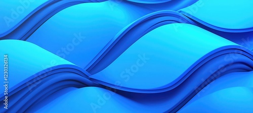 A futuristic abstract composition of smooth, layered blue waves creating a fluid, three-dimensional effect. A modern and minimalistic design, perfect for a desktop wallpaper or background.