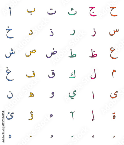 Arabic language color ouline,icon design
