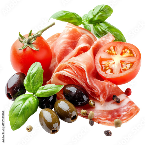 Prosciutto and Olives Food Composition