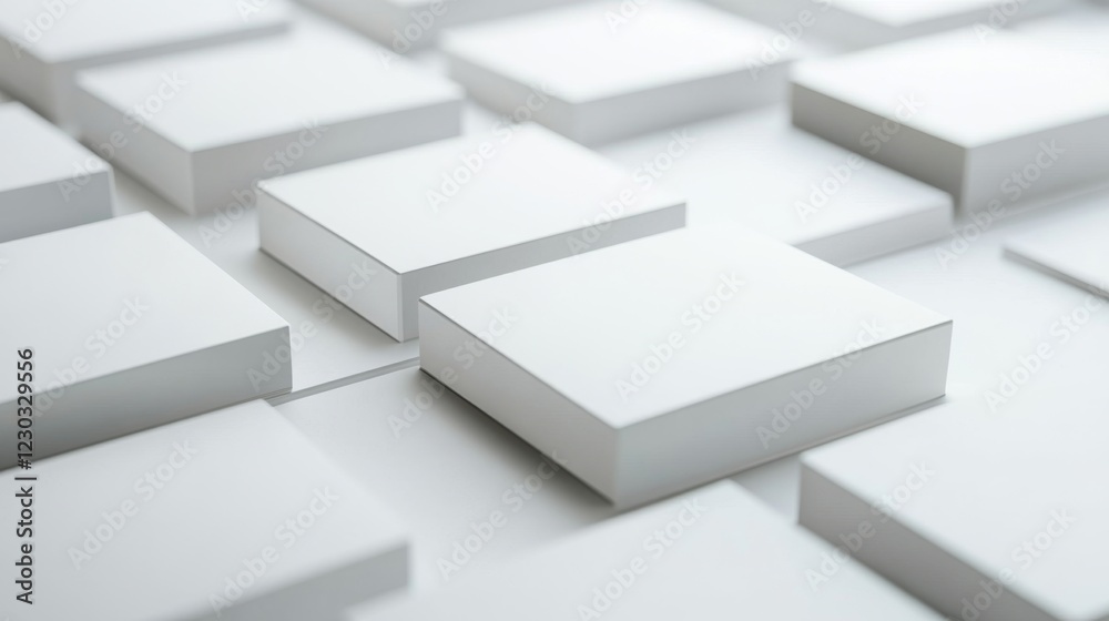 Geometric White Cubes Arrangement - Modern Abstract Design Geometric White Cubes Arrangement - Modern Abstract Design