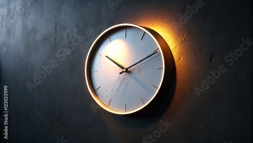 Wallpaper Mural Minimalist White Wall Clock with Black Markings - Modern Home Decor Night Photography Torontodigital.ca