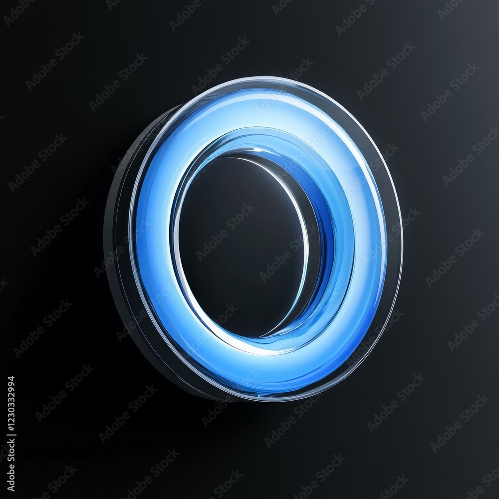 Luminous blue neon ring on black background displaying modern futuristic design Luminous blue neon ring on black background displaying modern futuristic design