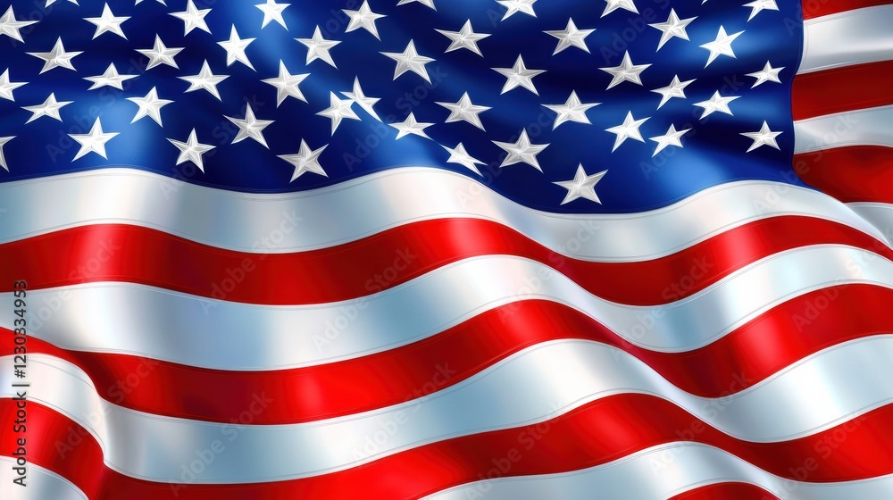 Obraz premium Closeup of American flag on a windy day