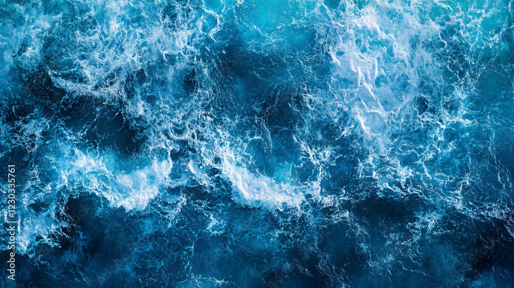 Fototapeta premium A textured blue sea water background.