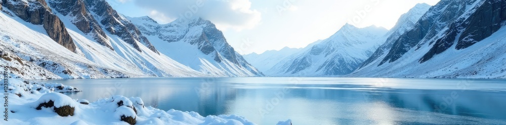 custom made wallpaper toronto digitalFreshly fallen snow covers the mountain landscape, natural wonder, frozen lake