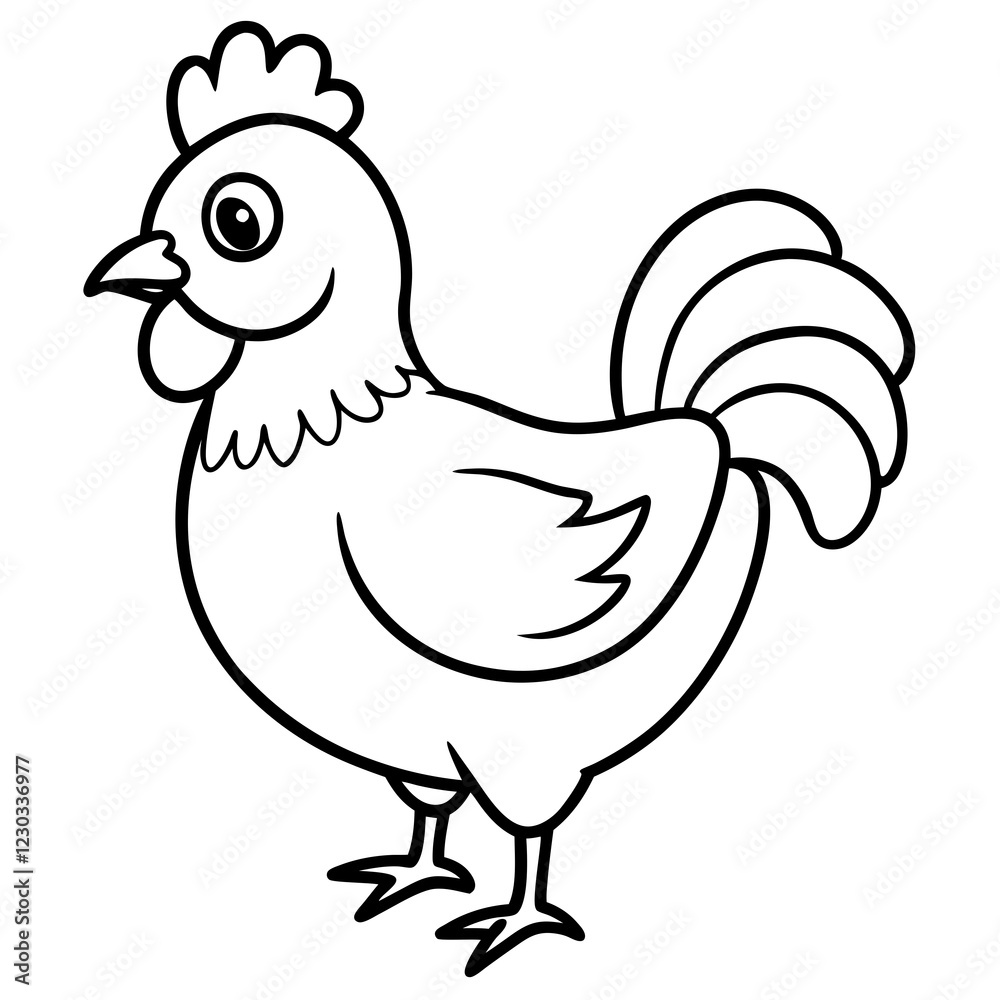 Cute Black Vector Chicken Line Art Black Vector Silhouette Cartoon  Illustration