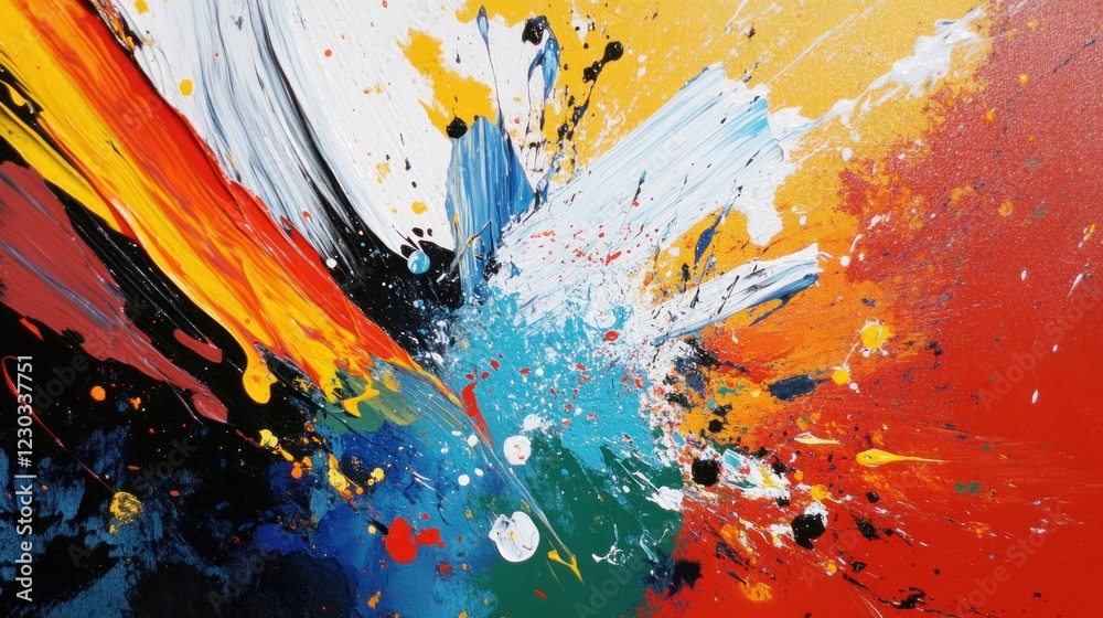 Abstract Painting with Vibrant Colors and Splashes Abstract Painting with Vibrant Colors and Splashes
