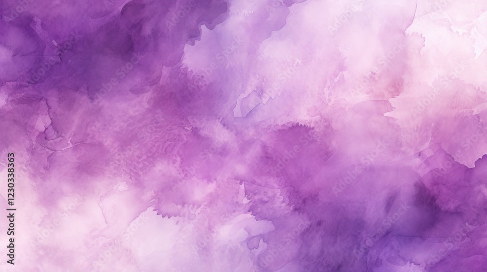 Fototapeta premium A soft, abstract watercolor background featuring various shades of purple blending seamlessly, creating a calm and artistic atmosphere.