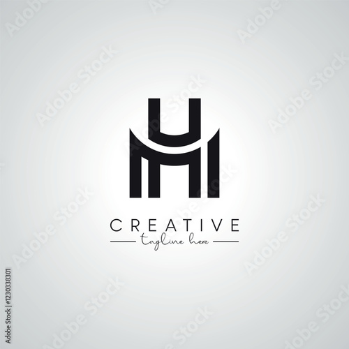 HM MH Letter Modern Alphabet Logo Design. Initial Based Vector Template.