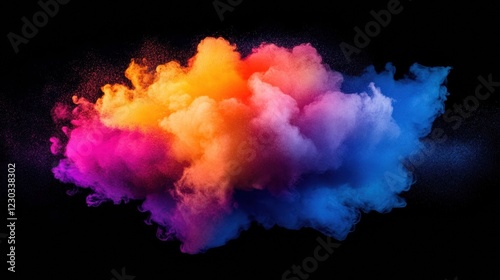 Dynamic shot of glowing powder clouds in vibrant motion