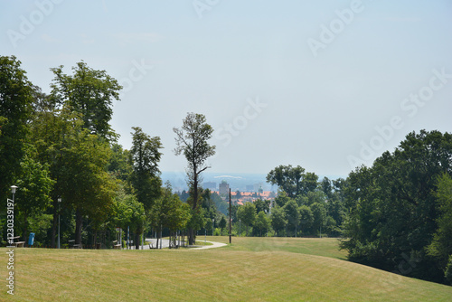 A scenic view from Cmrok in Zagreb, Croatia, overlooking the city to the south