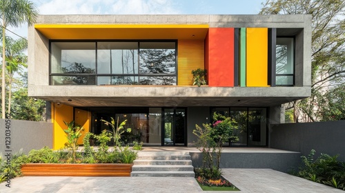 Modern House with Vibrant Colored Walls