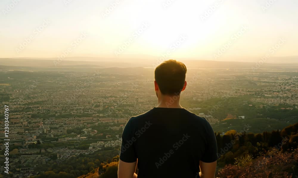 pausing to enjoy the view during a morning run in hollywood hills