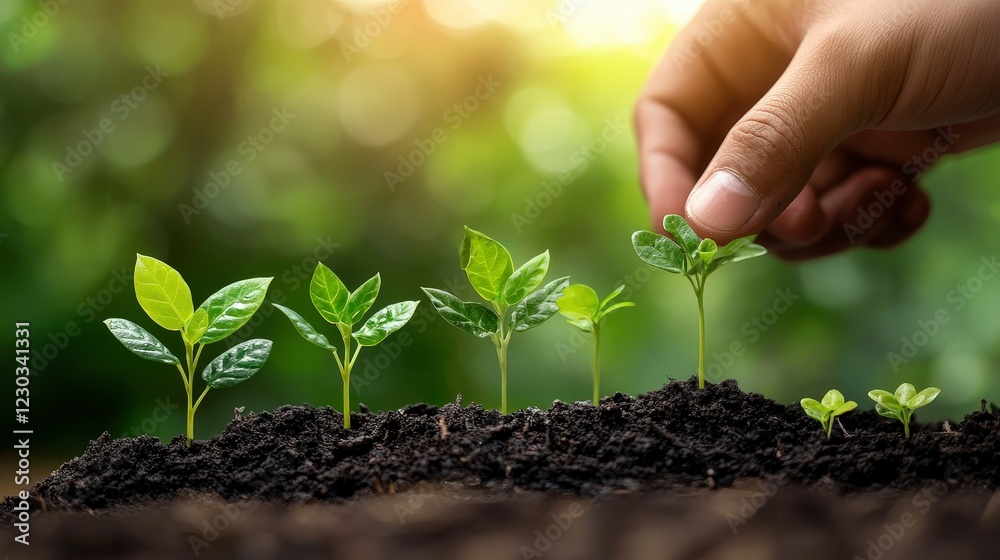 Growth and Nurturing of Young Plants in Vibrant Green Environment Growth and Nurturing of Young Plants in Vibrant Green Environment