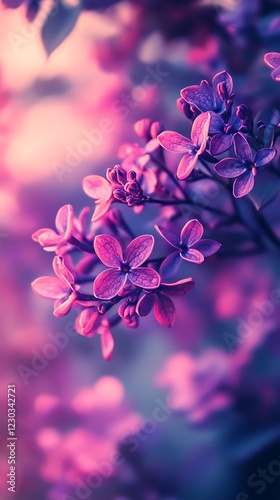 Vibrant leaves on crystal clear purple background with exceptional design