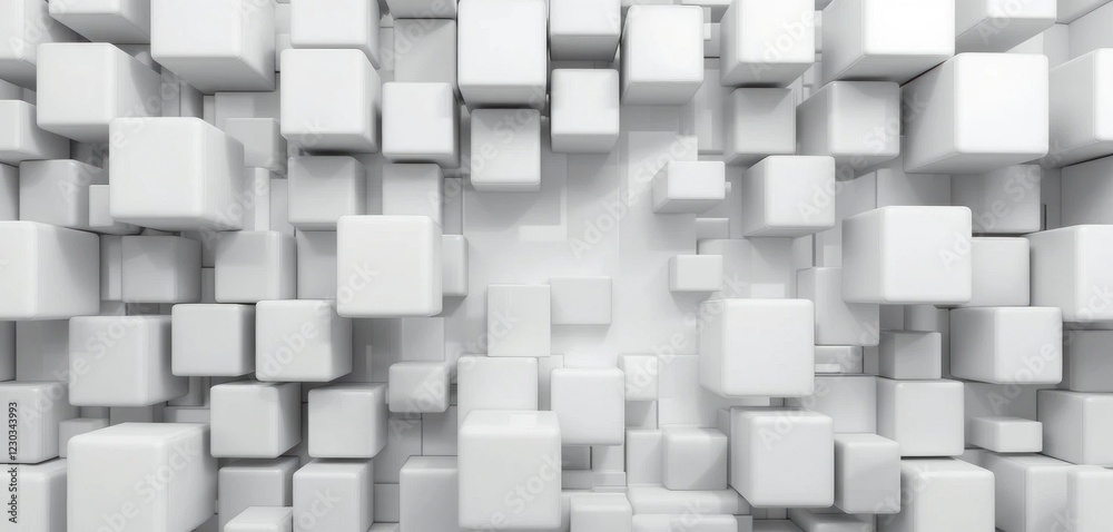 3D rendering of a white cube pattern creating a modern abstract design background