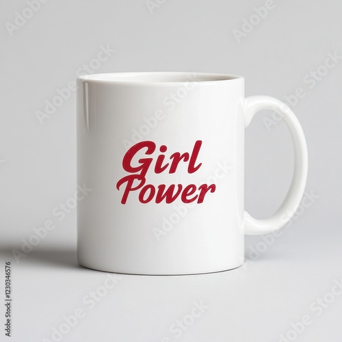 Sleek White Coffee Mug Featuring Girl Power in Bold Typography