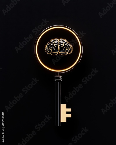A conceptual image depicting a key representing the unlocking of knowledge and mental potential.