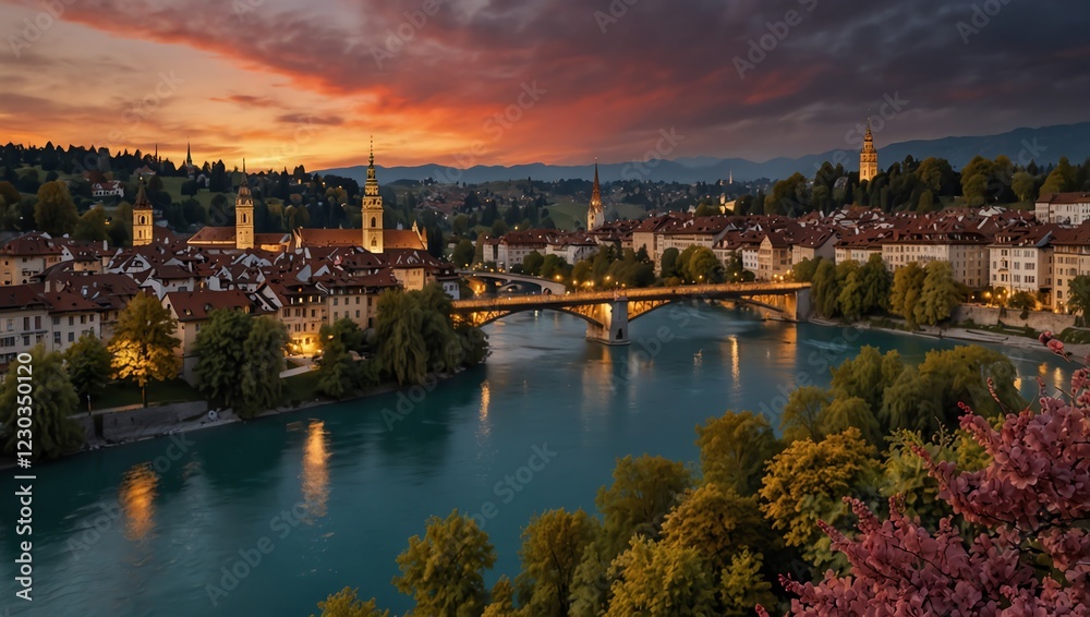 Fototapeta premium sunset over the lake