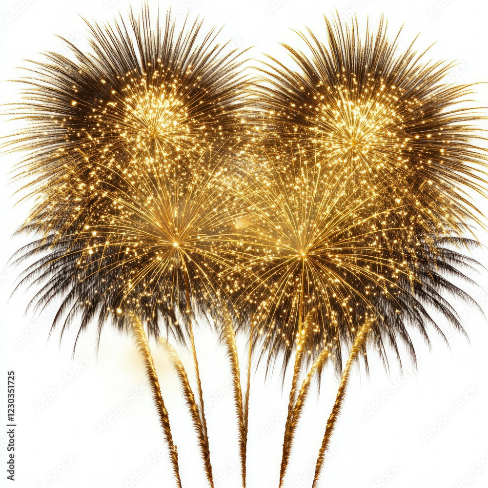 Fototapeta premium Fireworks Isolated White