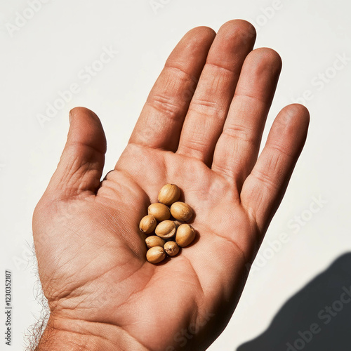 Hand With Seeds Isolated