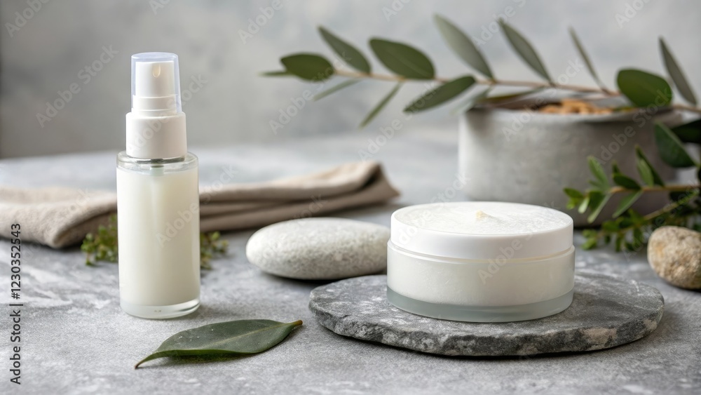 Product showcasing on minimalist gray background with soft focus, refinement, ambient light, luxury feel, gray background Product showcasing on minimalist gray background with soft focus, refinement, ambient light, luxury feel, gray background
