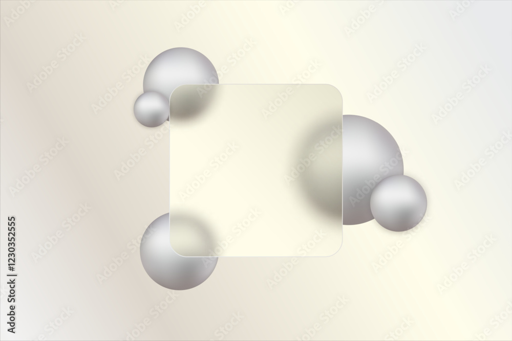 Vector image of a morphism glass table with a transparent rectangle and gray spheres on a gray background. Eps 10 Vector image of a morphism glass table with a transparent rectangle and gray spheres on a gray background. Eps 10