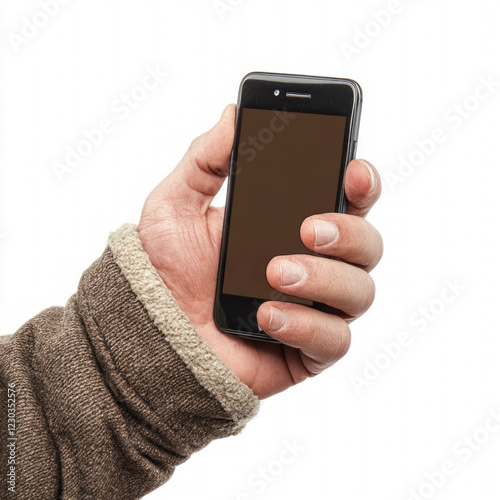 Man Hand With A Phone Isolated