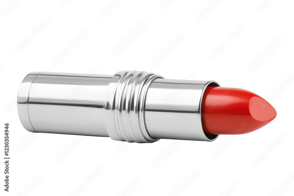Isolated Bright Red Lipstick in Silver Casing Isolated Bright Red Lipstick in Silver Casing