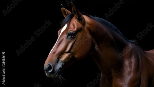 Obraz na płótnie Closeup of a brown horses head on a dark background w salonie