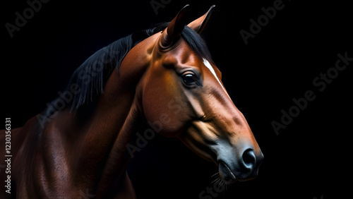 Obraz na płótnie Closeup of a brown horses head on a dark background w salonie