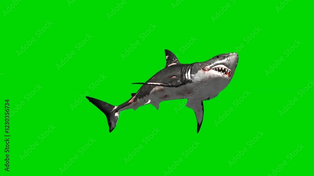 Shark Attacking On Green Screen 4 Shark Attacking On Green Screen 4